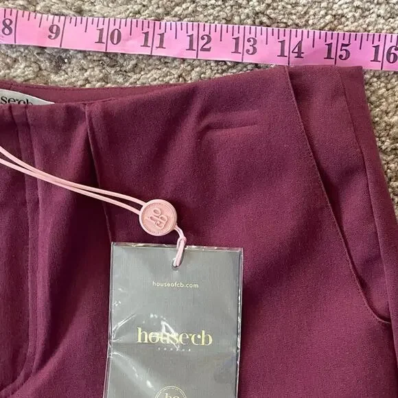 House of CB Rivi Wine Straight Leg Trousers Size L Holidays Date Night Career - Picture 7 of 12